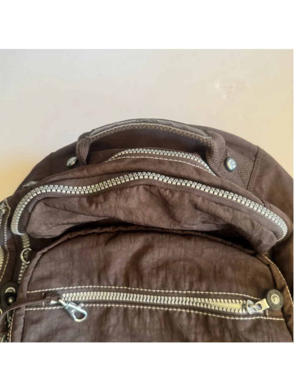 Kipling Brown Nylon Multi Pocket Backpack Travel 15” Laptop Bag